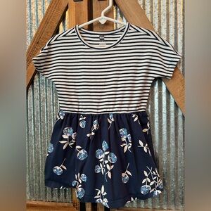 Tea Collection Blue and White Striped Floral Dress